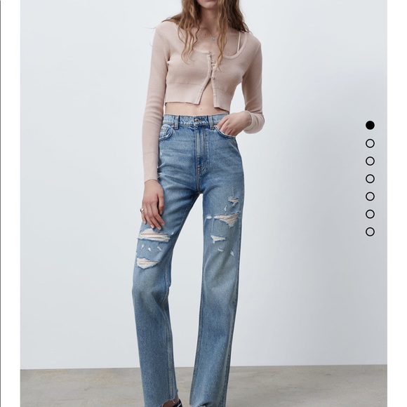 Zara crop knit cardigan small NWT beige nude - Picture 2 of 6